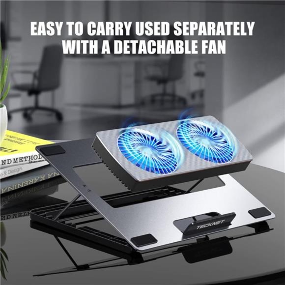 Laptop Cooling Pad, Adjustable Aluminum Laptop Stand, Portable Ultra-Slim Quiet - Picture 3 of 6